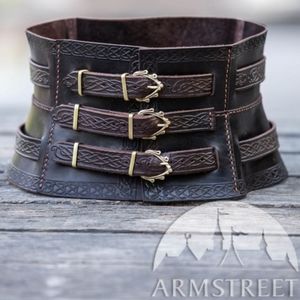 Armstreet Viking Shieldmaiden corset belt "Gudrun the Wolfdottir" brown leather